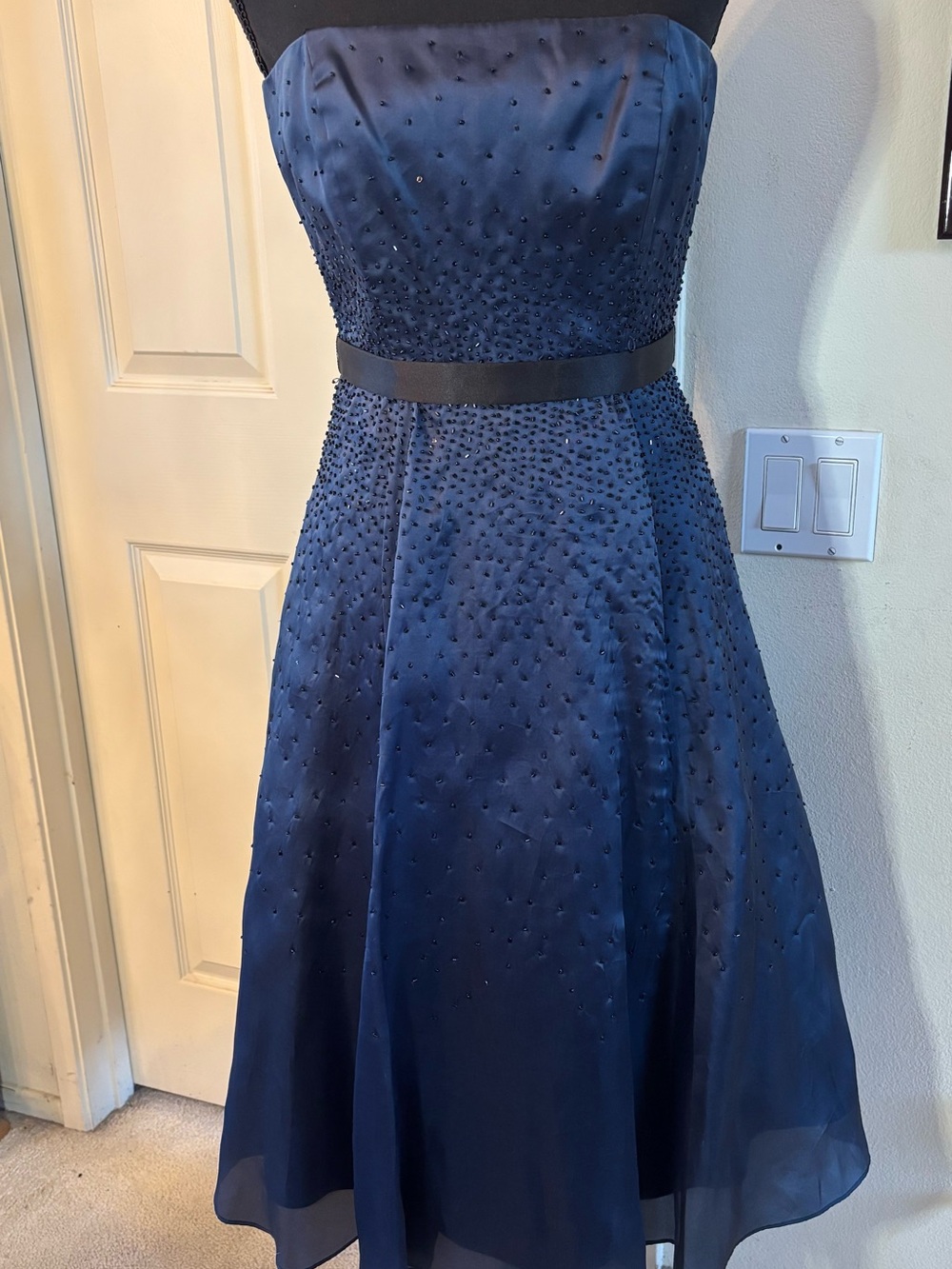 Laundry by Shelli Segal Navy Blue  Beaded Cocktail Dress